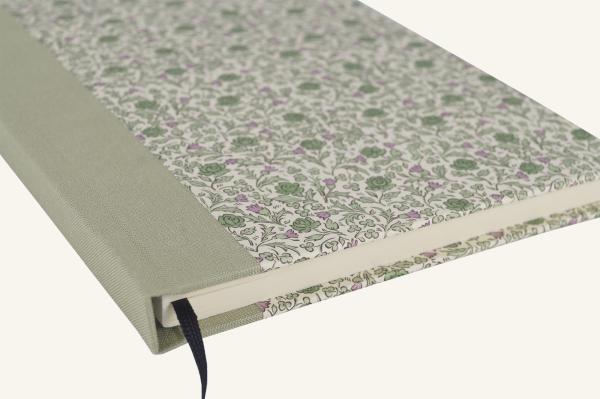 Romantic notebook "Lissi", rose motif, green